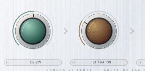 Detail of two Alborea Glow knobs